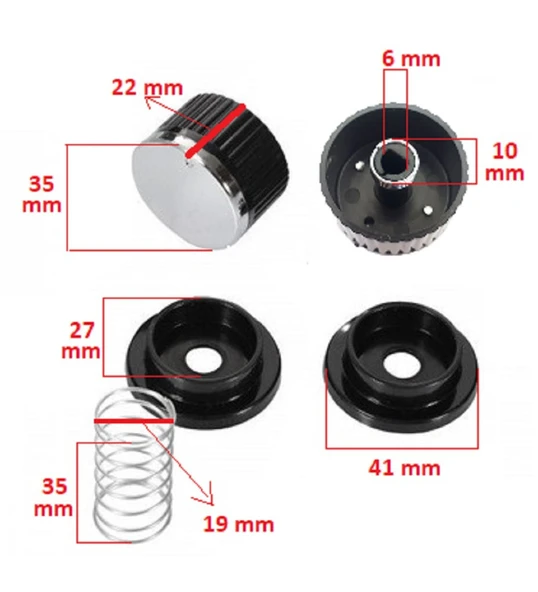 Üniversal Ankastre ocak fırın Düğme seti İnox siyah - Resim 3
