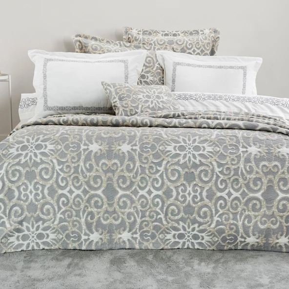 Schafer Home Amara Yatak Örtüsü Nevresim Seti 8 Parça-İndigo - 2