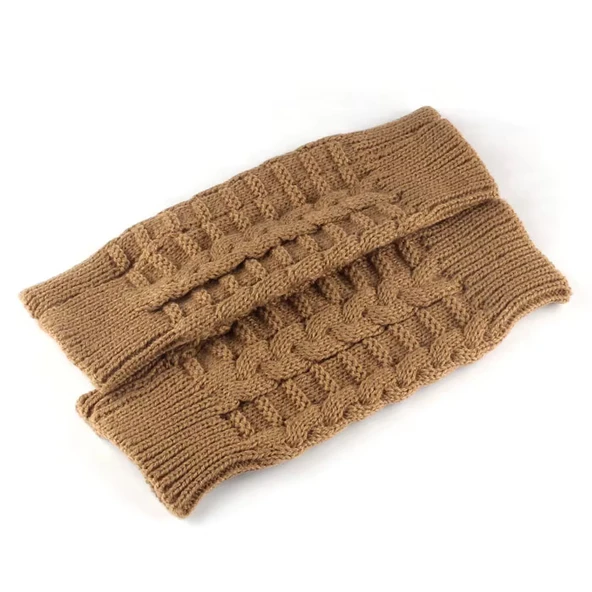 Yarım Parmak Bayan Kışlık Yün Eldiven hardal renk - Resim 2