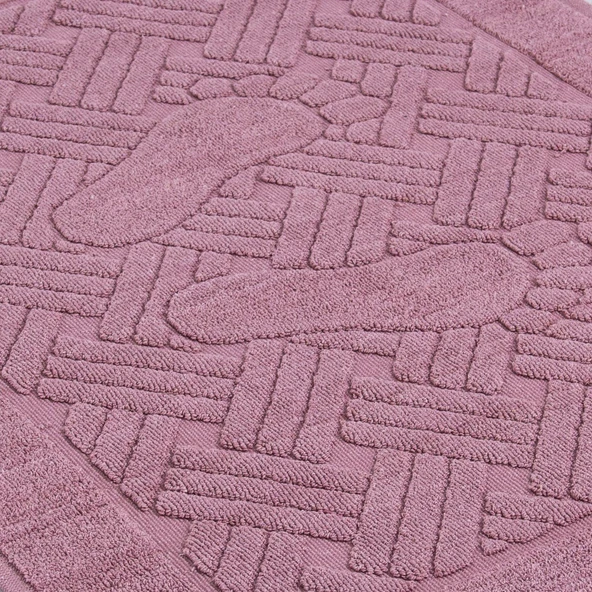 Homedius Banyo Zikzak Desenli Ultra Kalın Pamuk Ayak Havlusu 50x70 cm Pembe 50x70 - 5