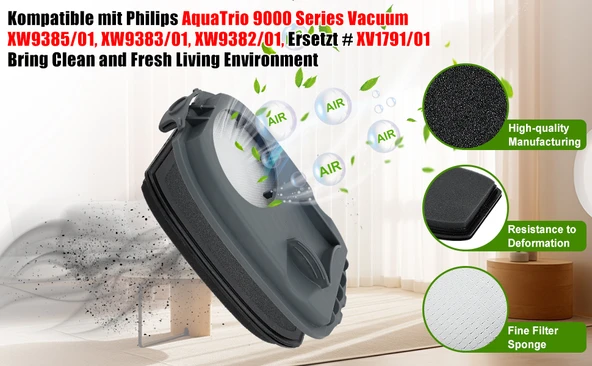 Philips XW9385 XW9383 XW9382 AquaTrio Islak ve Kuru 9000 Serisi Elektrikli Süpürge Filtresi HEPA Yedek Filtre - 4
