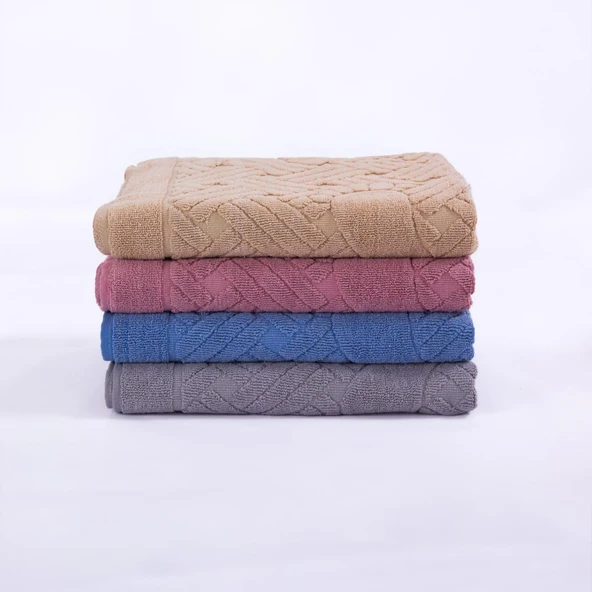 Homedius Banyo Zikzak Desenli Ultra Kalın Pamuk Ayak Havlusu 50x70 cm Pembe 50x70