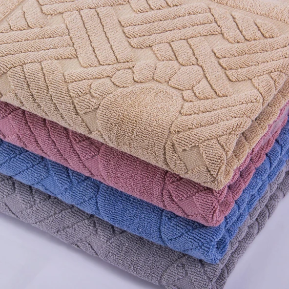 Homedius Banyo Zikzak Desenli Ultra Kalın Pamuk Ayak Havlusu 50x70 cm Pembe 50x70 - 6