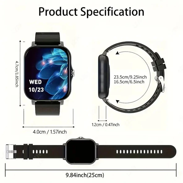 2024 Akıllı Saat 4.65cm HD Ekran Renk Siyah - 4