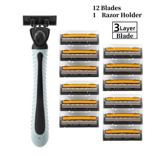 Sakal bıyık traş seti 12+1 set Islak Tıraş Pürüzsü Cilt için - 5