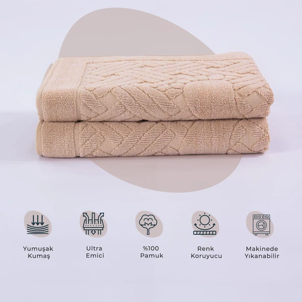 Homedius Banyo Zikzak Desenli Ultra Kalın Pamuk Ayak Havlusu 50x70 cm  Pembe 50x70 - 8