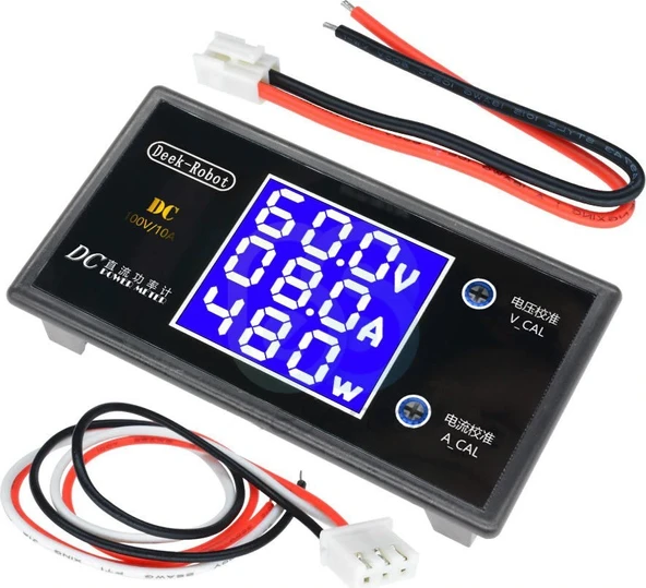 Dc 0-100V 10A Digital Voltmetre Ampermetre ve Wattmetre Deekrobot 0-1000W Mavi LCD - 5