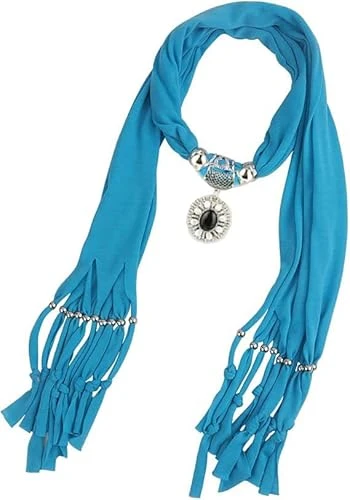 Bayan giyim aksesuar Kolye fular açık mavi