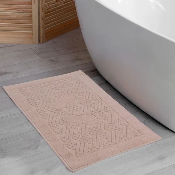 Homedius Banyo Zikzak Desenli Ultra Kalın Pamuk Ayak Havlusu 50x70 cm  50x70 Sütlü Kahve - 2