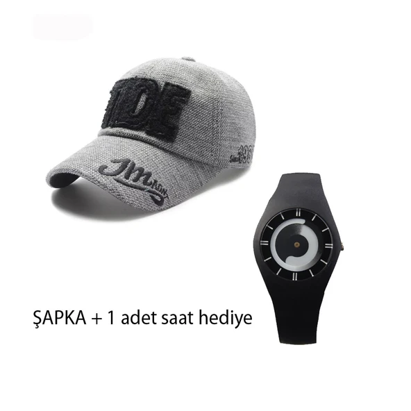 Kışlık kalın pamuk Baskılı beyzbol şapkası unisex gri + saat