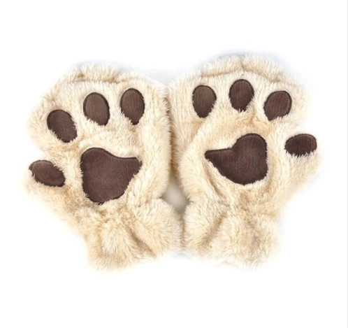 Bayan Peluş Eldiven Kısa Parmak Yarım Eldiven