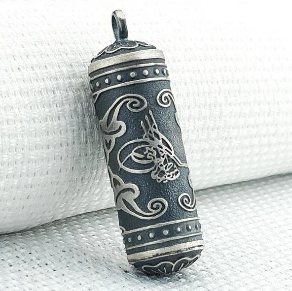 Silindir 925 Ayar Osmanlı Tuğralı Cevşen Muska Kabı ürün görseli 1