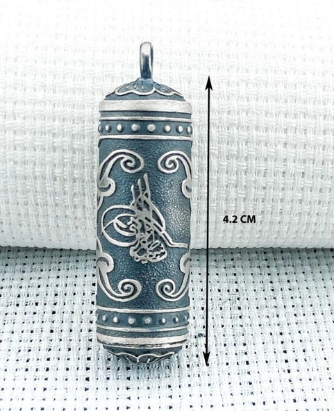 Silindir 925 Ayar Osmanlı Tuğralı Cevşen Muska Kabı - Resim 4