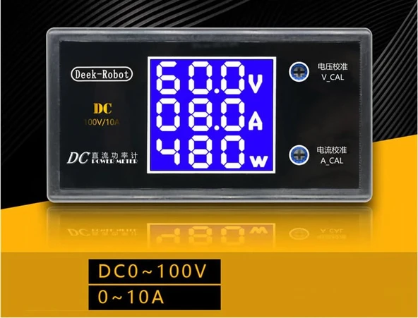 Dc 0-100V 10A Digital Voltmetre Ampermetre ve Wattmetre Deekrobot 0-1000W Mavi LCD - 3