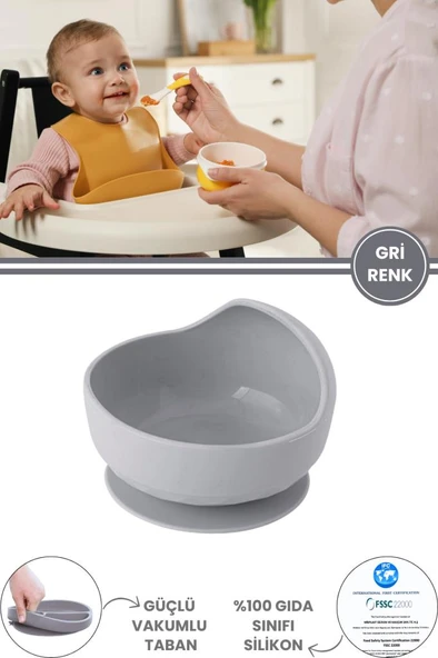 Silicolife Eğimli Mama Kasesi, Vakum Tabanlı Bebek Çocuk Eğimli Mama Tabağı Gıda Sertifikalı