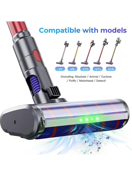 Dyson V7 V8 V10 V11 V15 Için Elektrikli Süpürge Kafası LED Yeşil Işıklı Sert Zeminler Için Yumuşak Rulo Fırça - Resim 4
