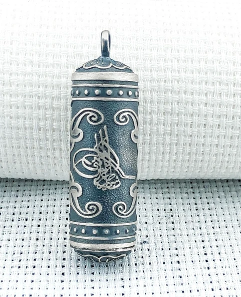 Silindir 925 Ayar Osmanlı Tuğralı Cevşen Muska Kabı - Resim 2