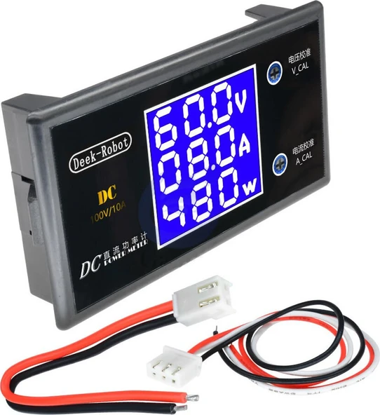 Dc 0-100V 10A Digital Voltmetre Ampermetre ve Wattmetre Deekrobot 0-1000W Mavi LCD - 4