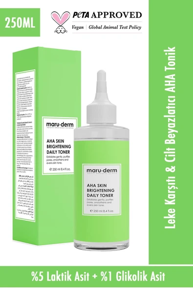 Maru.Derm Maruderm Leke Karşıtı Cilt Beyazlatıcı Laktik Asit %5 Glikolik Asit %1 Aha Tonik 250 Ml