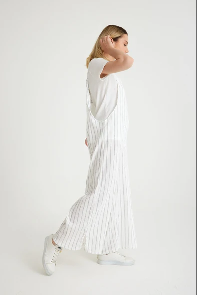 Günlük Askılı Bol Kesim Yazlık Kadın Desenli Tulum - 3