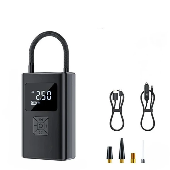 Coofbe 12V Led Işıklı Kablolu Ve Kablosuz Araç Lastik Şişirme Pompası Lastik Şişirme Kompresör Pompası