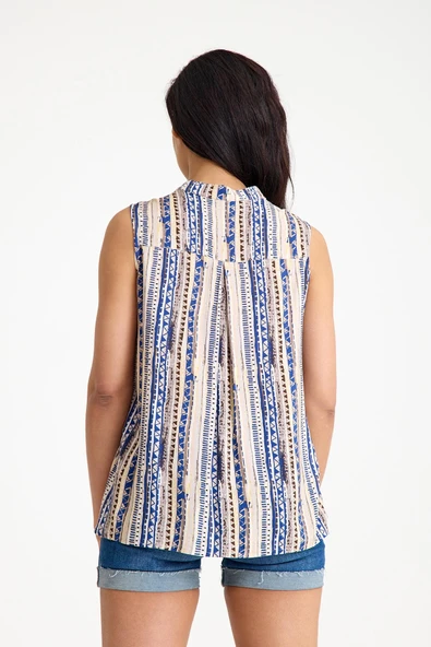 Gömlek Yaka Asimetrik Kesim Yazlık Bluz - 5