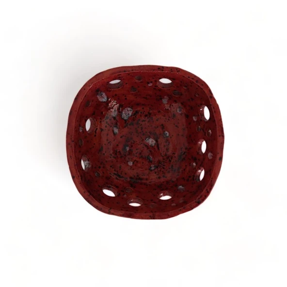 Delikli Seramik Bordo Kase - 4