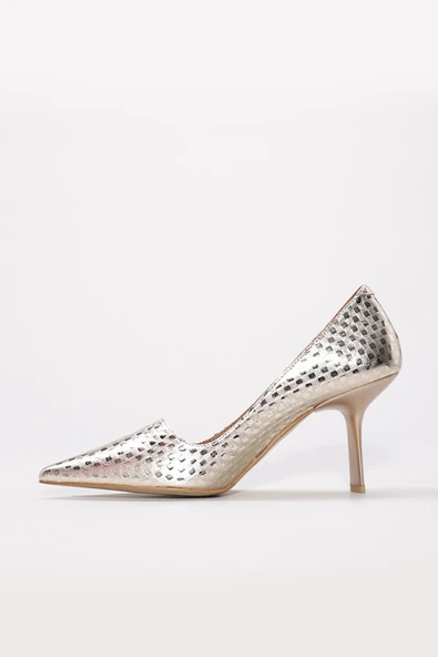 Hakiki Deri  Kadın İnce Topuk Ayakkabı 019ZA21-638 - Resim 2