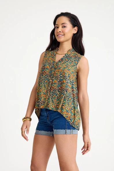 Gömlek Yaka Asimetrik Kesim Yazlık Bluz - 3