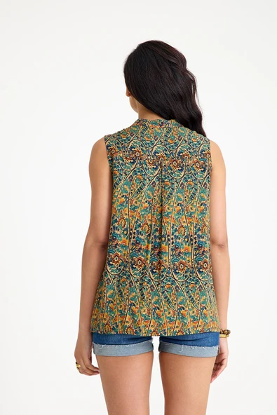 Gömlek Yaka Asimetrik Kesim Yazlık Bluz - 5