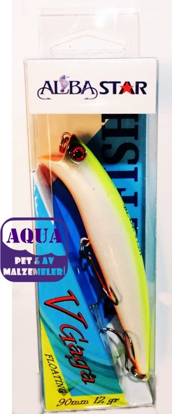 Albastar V Gaga Sert Balık 9 cm 12 Gr Rapala - Turna Levrek Kofana Barakuda Sahte Maket Balığı Limon