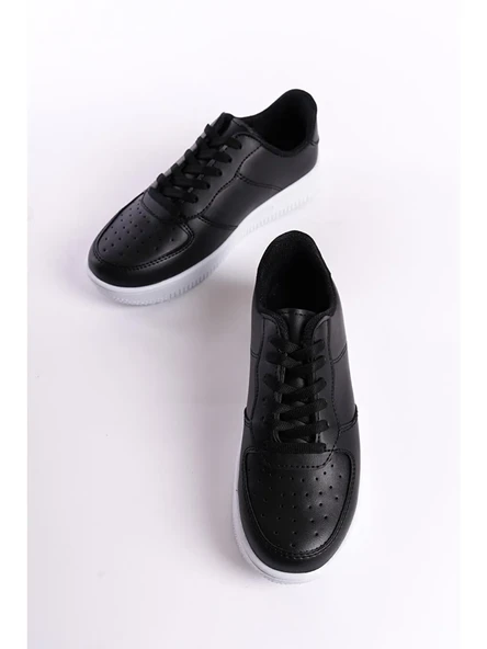 Siyah Klasik Düz Kadın Sneaker - 3