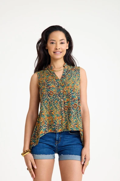 Gömlek Yaka Asimetrik Kesim Yazlık Bluz - 2