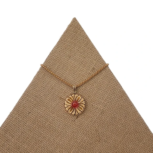 Huzurlu Gökyüzü Bronz Çini Taşlı Çelik Zincir Kolye ürün görseli