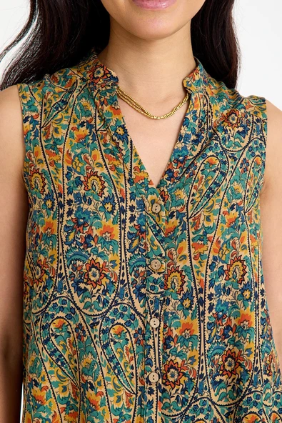 Gömlek Yaka Asimetrik Kesim Yazlık Bluz - 6