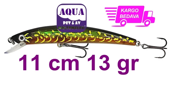 Albastar Sert Sahte Olta Yemi 11 cm 13 Gr Turna Sahtesi Rapala Sert Maket Yem No:13