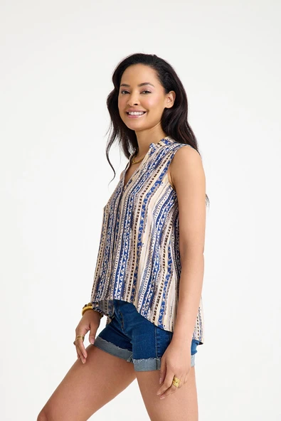 Gömlek Yaka Asimetrik Kesim Yazlık Bluz - 2