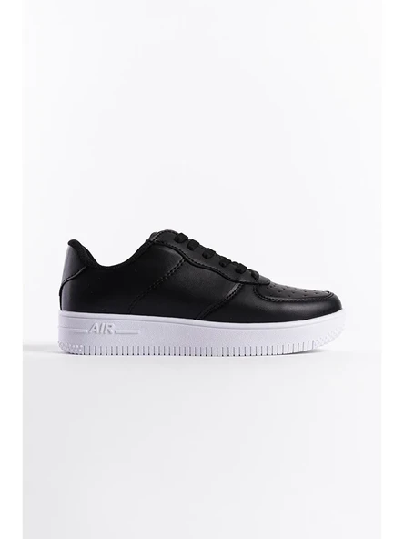 Siyah Klasik Düz Kadın Sneaker - 2
