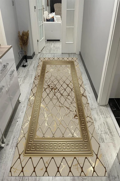 Makinede Yıkanabilir Leke Tutmaz  Dijital Baskılı Yıkanabilir Kaymaz Taban Salon Halısı Koridor Halısı Yolluk  ÇOKLU 80 x 300 - 6