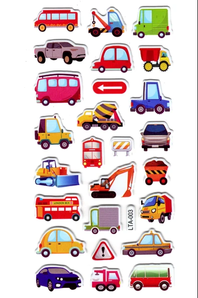 Sticker Kabartmalı Stiker Çıkartma Etiket (LTA003)-18x9 cm- iş makinası araba