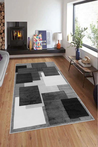 Gri Kaymaz Taban Simetrik Salon Yolluk Mutfak Koridor Balkon Halısı A236  80 x 300 GRİ - Resim 3