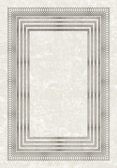 Makinede Yıkanabilir Leke Tutmaz  Bej-Gri Pvc Deri Kaymaz Taban Çerçeve Salon Halısı B1169  BEJ-GRİ 80 x 200 - 2