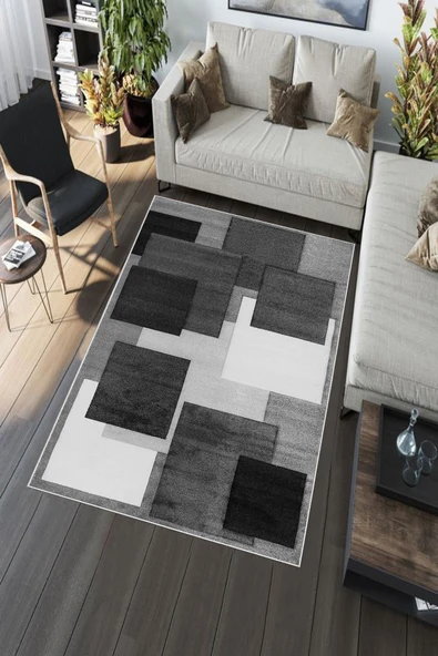 Gri Kaymaz Taban Simetrik Salon Yolluk Mutfak Koridor Balkon Halısı A236  80 x 300 GRİ - Resim 5