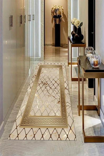 Makinede Yıkanabilir Leke Tutmaz  Dijital Baskılı Yıkanabilir Kaymaz Taban Salon Halısı Koridor Halısı Yolluk  ÇOKLU 80 x 300 - 5