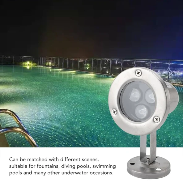 Mini Spot paslanmaz ayaklı Havuz Led Aydınlatma Ampülü lamba Sarı A-1210 6W 12V IP68 - 2