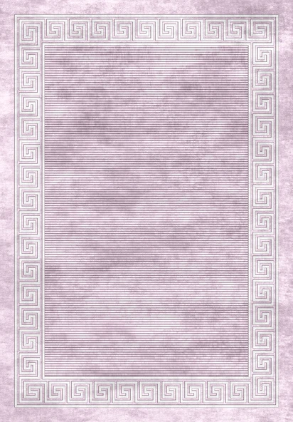 Makinede Yıkanabilir Leke Tutmaz  Lila Deko Deri Kaymaz Taban Versace Çizgi Salon Saçaksız Halı B1200  100 x 300 LİLA - Resim 2