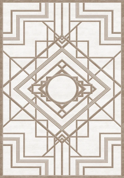 Makinede Yıkanabilir Leke Tutmaz  Vizon Deko Deri Kaymaz Taban Lobohemart Salon Saçaksız Halı B1202  VİZON 80 x 200 - 2