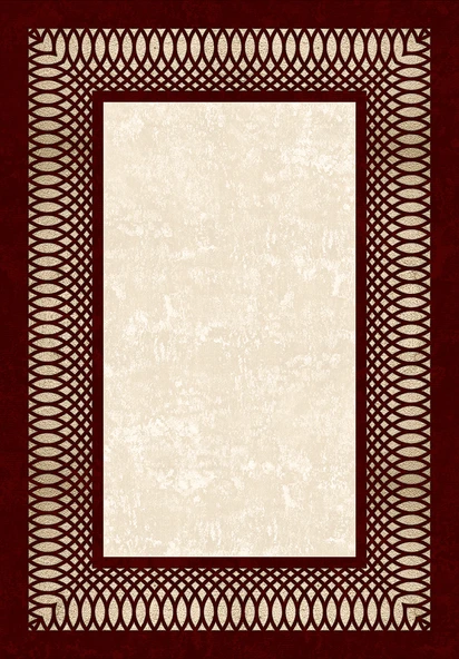 Makinede Yıkanabilir Leke Tutmaz  Bordo-Krem Deko Deri Kaymaz Taban Çerçeve Salon Saçaksız Halı B1231  SİYAH-GOLD 200 x 300 - 2
