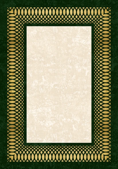 Makinede Yıkanabilir Leke Tutmaz  Haki-Krem Pvc Deri Kaymaz Taban Çerçeve Salon Saçaksız Halı B1228  LACİVERT-GOLD 200 x 300 - 2