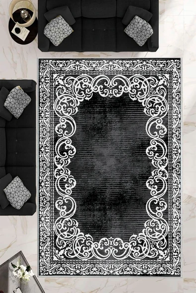 Makinede Yıkanabilir Leke Tutmaz  Kahverengi Deko Deri Kaymaz Taban Eternity Salon Saçaksız Halı B1219  KAHVERENGİ 180 x 280